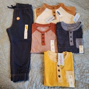 nwt ls henley bundle (4) + 1 pair knit joggers